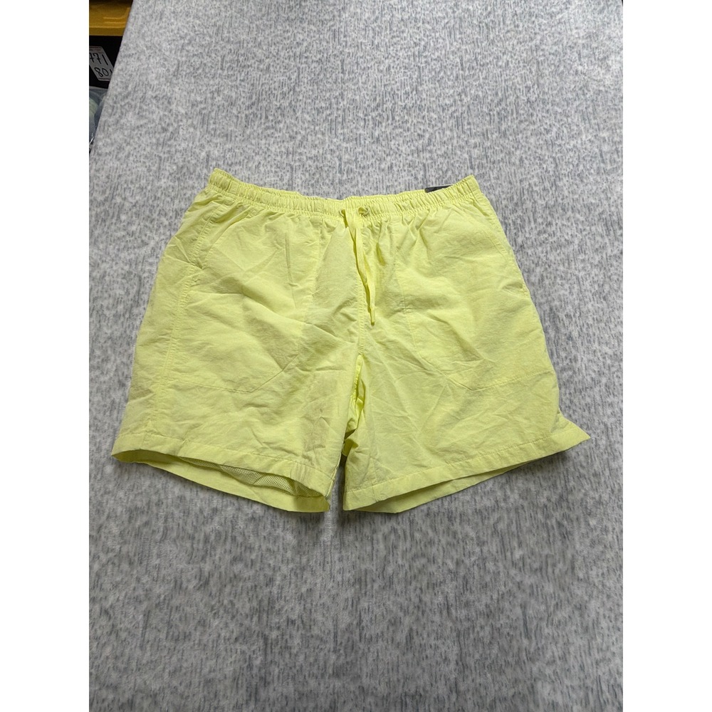 DSG Mens 6 Inch Rec Short Neon Yellow Nylon Relaxed‎ Fit Mesh Lined Medium NEW